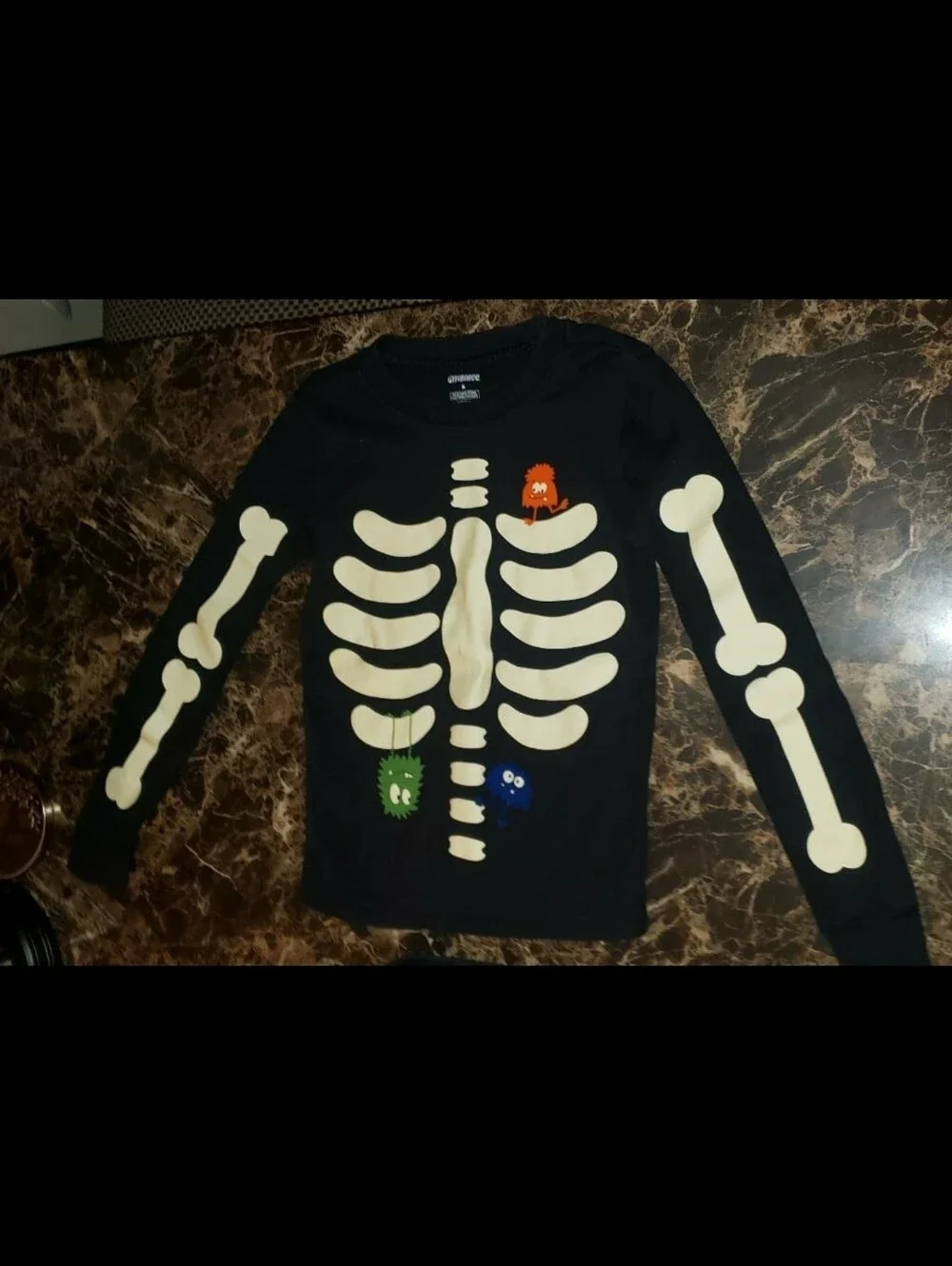 Gymboree Halloween Skeleton With Flocked Monsters PJ Set